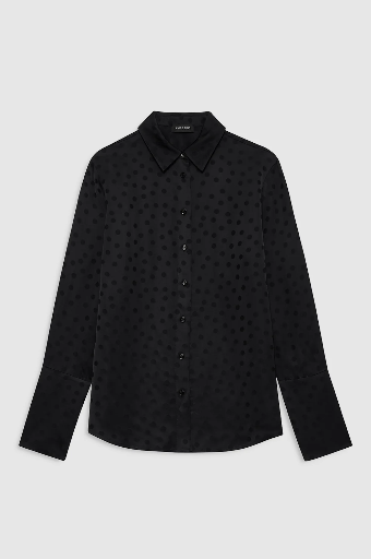[109300] AMANDA SHIRT - BLACK DOT JACQUARD