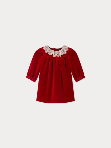 [109350] Robe Jaylisa à col dentelle en velours de coton biologique