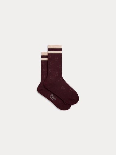 [109356] Chaussettes Jome en jacquard cerises bordeaux