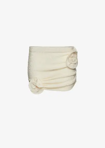 [109364] Crepe rose mini skirt in cream
