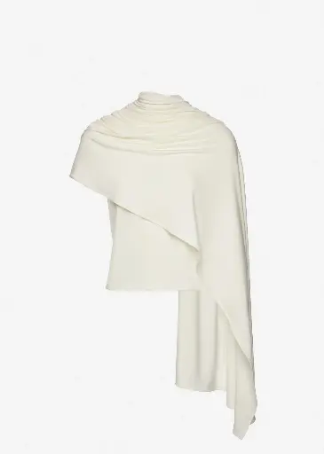 [109395] Fitted t-shirt with scarf in cream