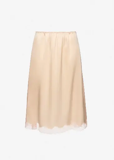 [109403] Re26 Skirt 11 Orange 40 Silk lace-trim slip skirt in peach