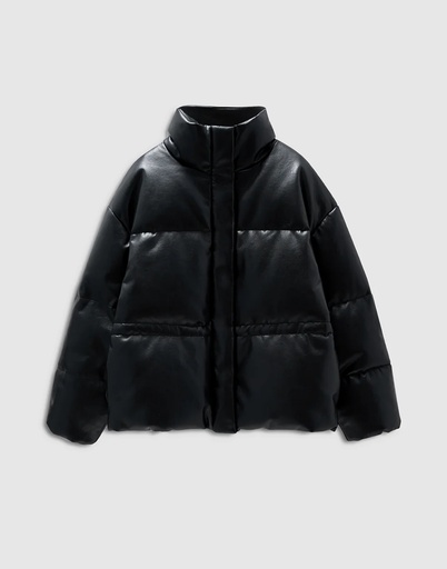[109454] Oslo Puffer - Black Recycled Leather