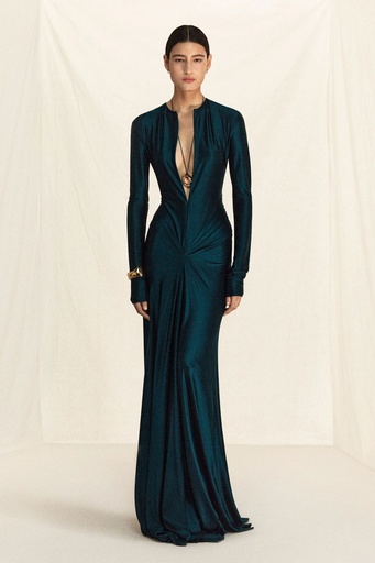 [109766] Long Sleeve Cut-Out Gown 