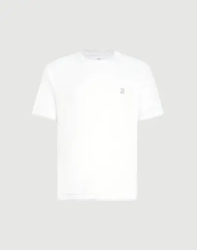 Cotton Jersey Crew Neck T-Shirt With Logo And Faux-Layering