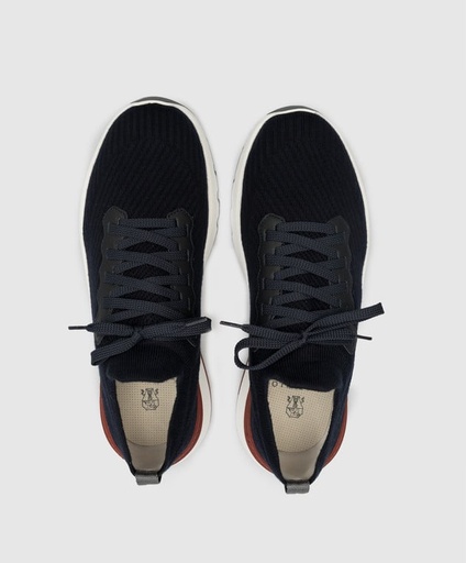 Cotton Knit And Semi-Polished Calfskin Runners