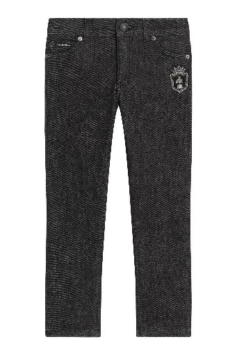 5 Pocket Denim Trousers With Embroidery
