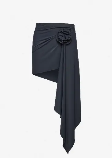 Asymmetrical Draped Swim Skirt In Grey