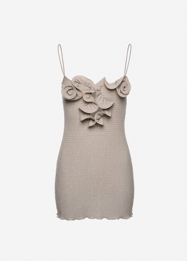 Sleeveless Crepe Beach Mini Dress In Light Brown