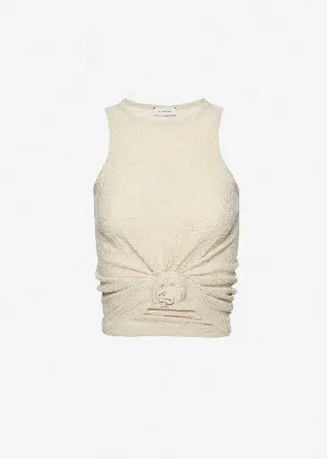 Crepe Knotted Tank Top In Beige