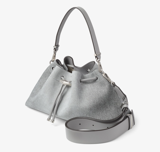 [110991] Dove Suede Denim Bucket Bag