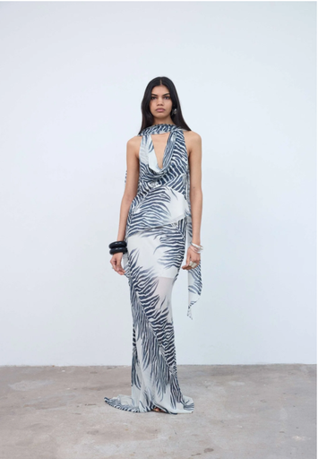 Diosa Skirt In Zebra Print Georgette 