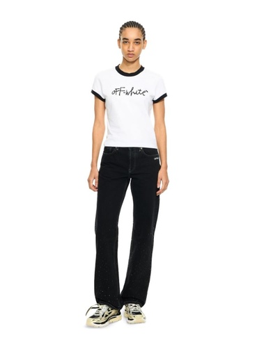 Embroidered Script Fitted T-Shirt