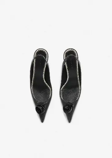 Rose Slingback Pumps In Black Leather