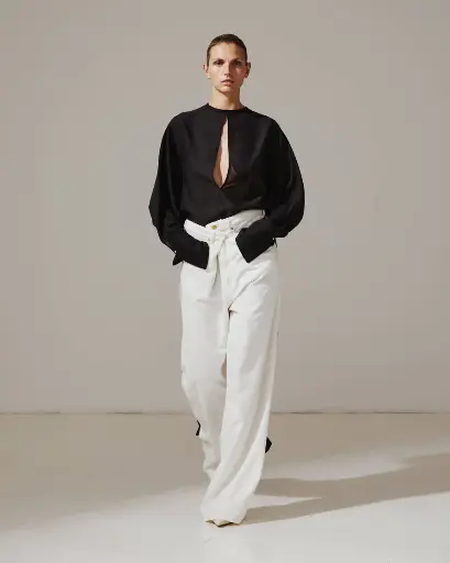 Ines- Fold Over Tencel Denim Washed White