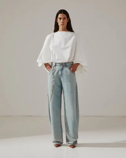 Khris- Barrel Leg Tencel Denim Bluesh