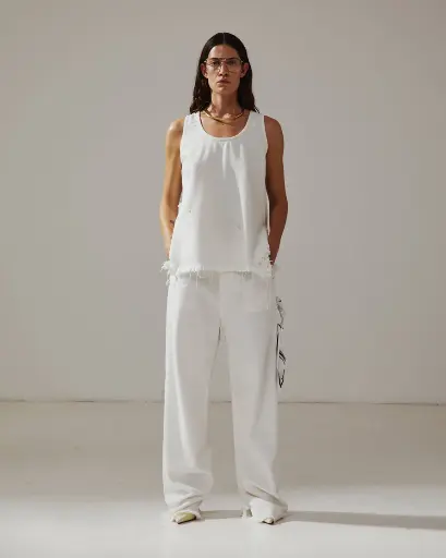 Lisa- Scarf Adorned Loose Fit Carpenter Tencel Denim