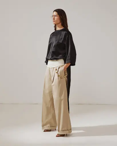 Wendy- Elastic Waist Wide- Led Trousers
