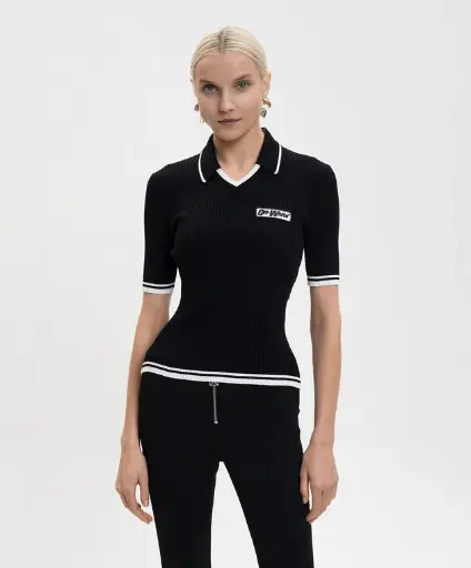 Rib Viscose Knit S/S Polo 