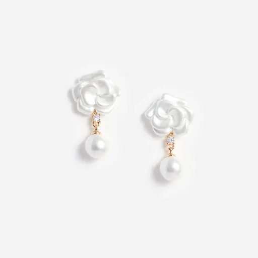 [119400] Pearl Flower Earrings