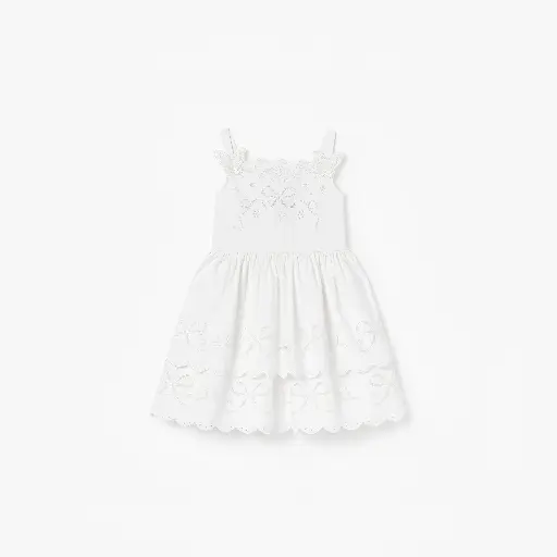 White Cotton Embroidered Dress