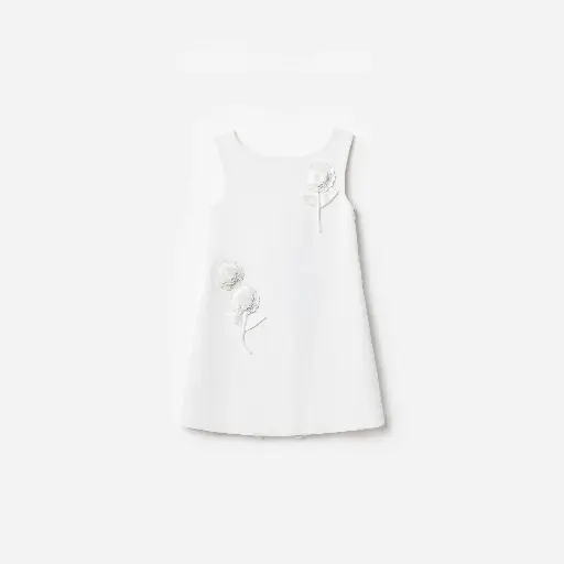 White Crepe Sequin Flower Dress