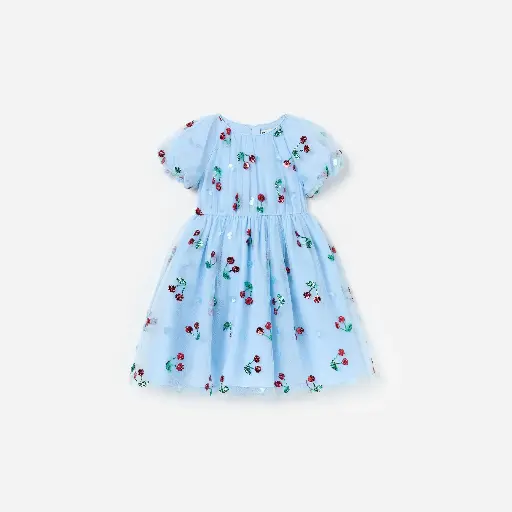 Blue Cherry Sequin Mesh Dress