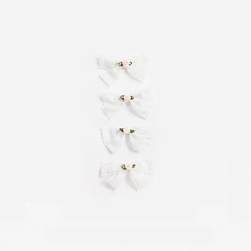 [119443] Cream Lace Bow Hair Clips