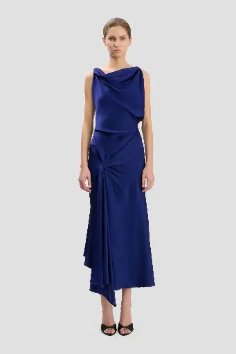[119717] Posy Midi Dress In Bright Indigo