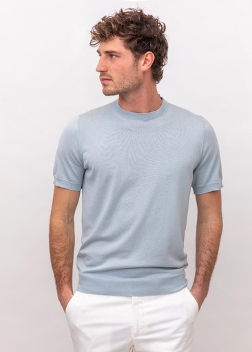 Short Crew-Neck Sweater In Silk And Cotton
