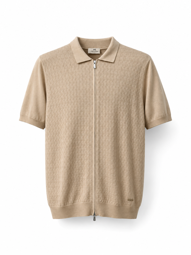 Man Knitted Polo Full Zip