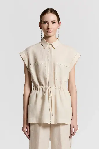 Shirt in lightweight pure linen canvas