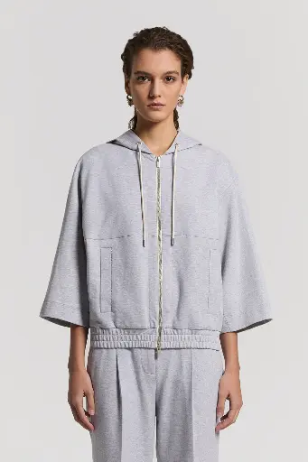 Sweatshirt Melange light cotton stretch fleece Solar white