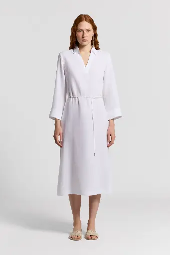Pure Linen Canvas Midi Dress