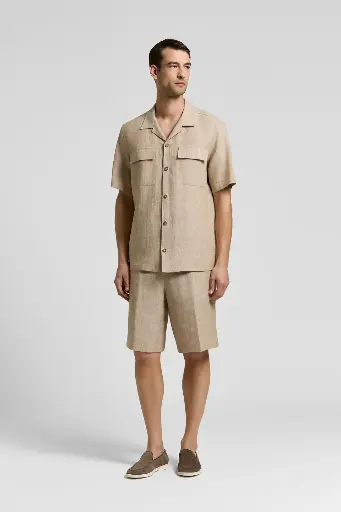 Camp shirt in linen canvas