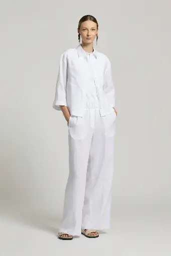 Palazzo Trousers In Pure Linen