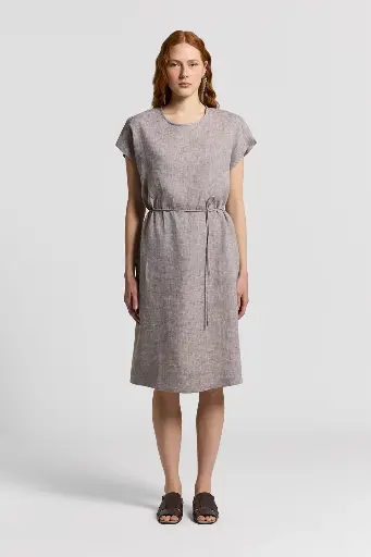 Pure Linen Canvas Midi Dress