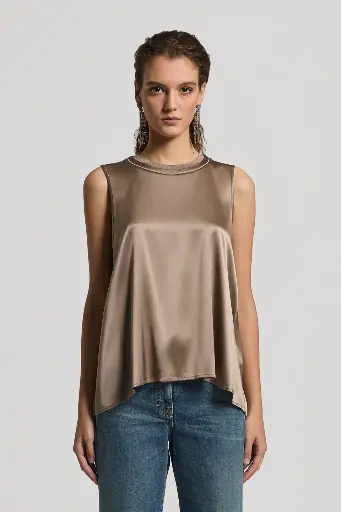 Stretch Silk Satin Top