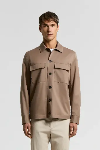 Cotton Blend Twill Overshirt