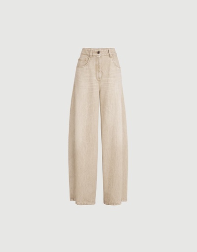 Authentic Denim Wide Trousers With Monili