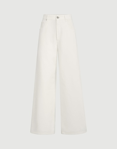 Dyed Denim Wide Trousers With Monili