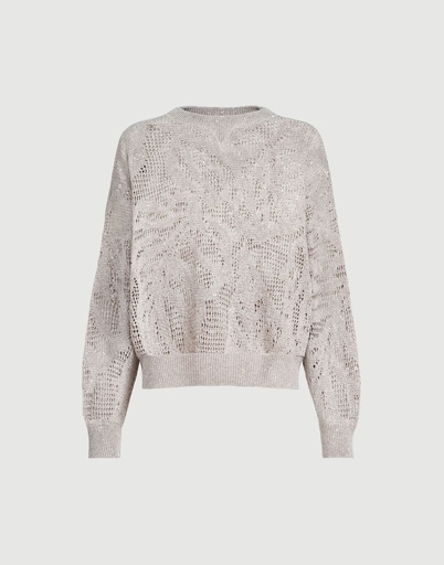 Dazzling Water Lillies Sweater In Linen And Cotton