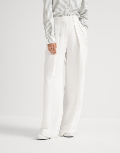 Viscose And Linen Fluid Twill Sartorial Wide Trousers
