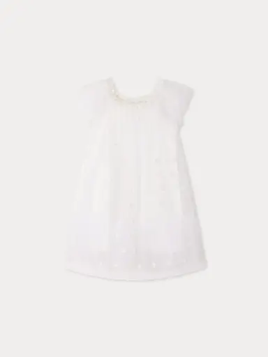 Lisabeth Dress in Tulle Embroidered with Flowers