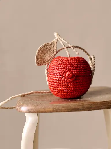 [120884] Laney Handmade Cherry Raffia Bag