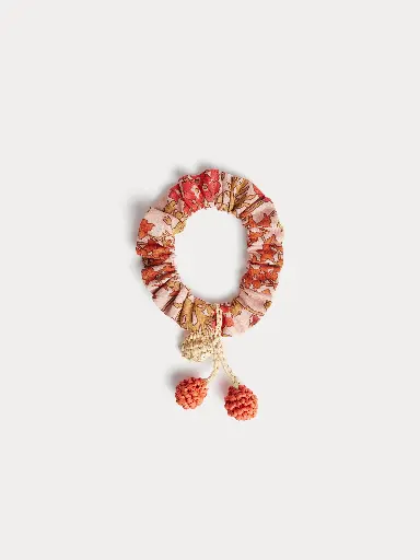 [120888] Elory Scrunchie with Pink Flowers