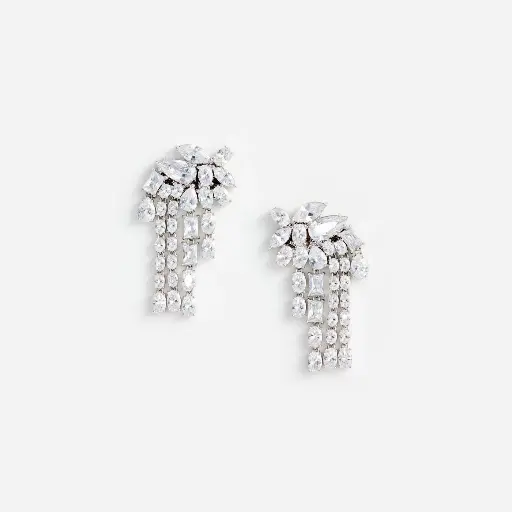 [121176] Multi Crystal Dangle Earrings