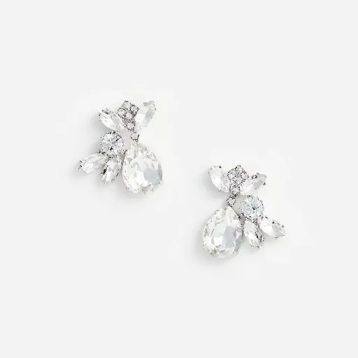 [121180] Multi Crystal Cluster Earrings