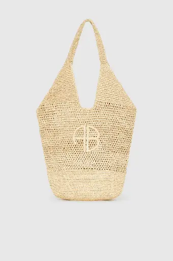 [121249] Leah Logo Hobo Raffia