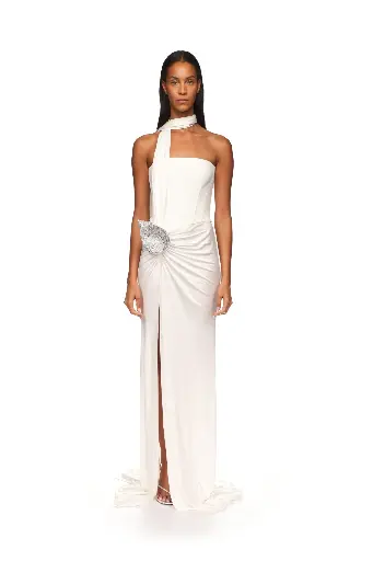 [121304] Corset Top And Crystal Leaf Gown